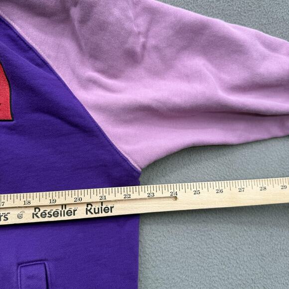 Teddy Fresh Hoodie Mens Small Purple Colorblock Raglan 100% Cotton Sweatshirt - Picture 4 of 10